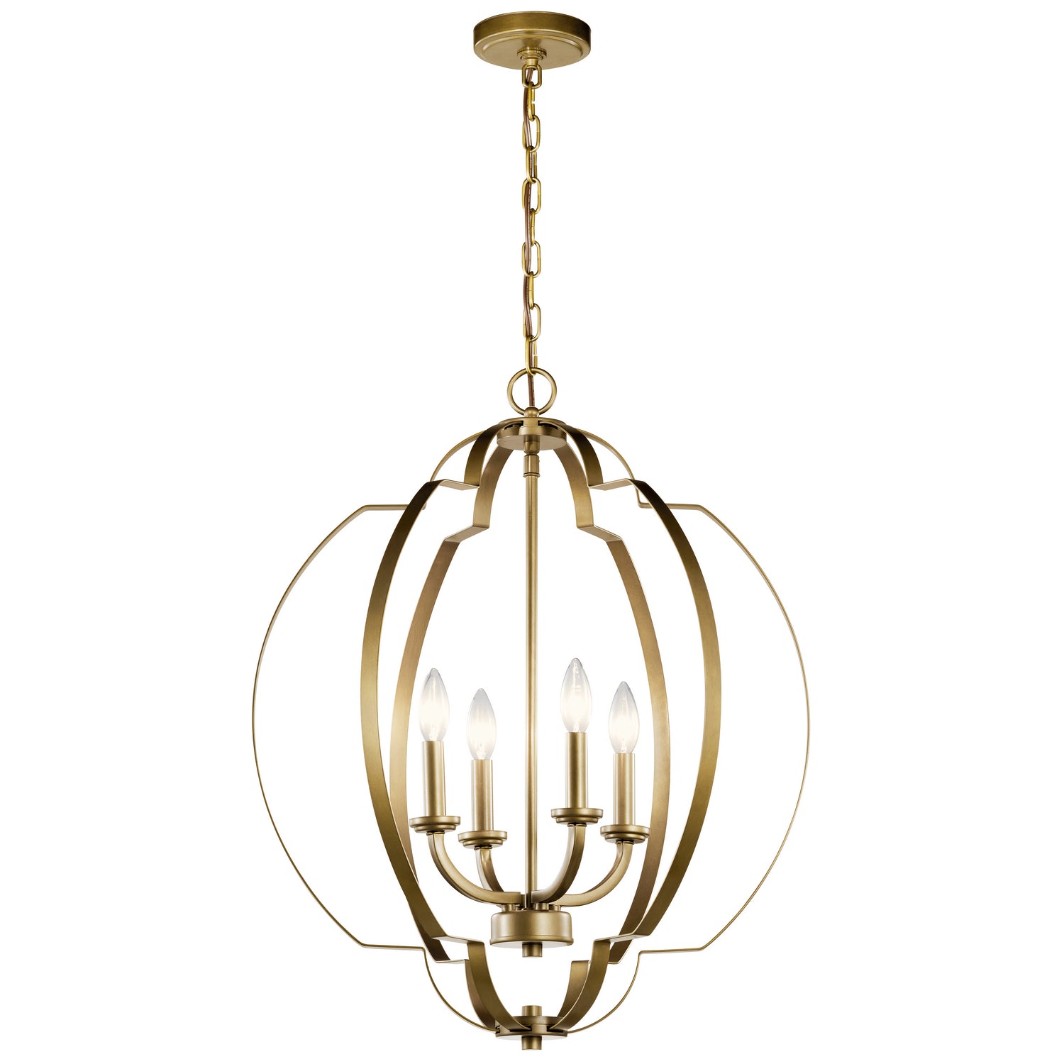 Kichler - 42138NBR - Four Light Foyer Pendant - Voleta - Natural Brass