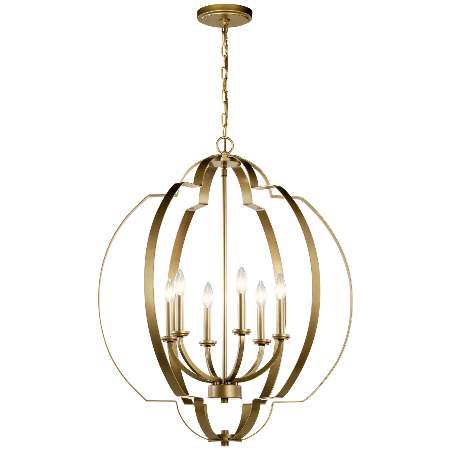 Kichler - 42139NBR - Six Light Foyer Chandelier - Voleta - Natural Brass