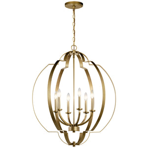 Kichler - 42139NBR - Six Light Foyer Chandelier - Voleta - Natural Brass