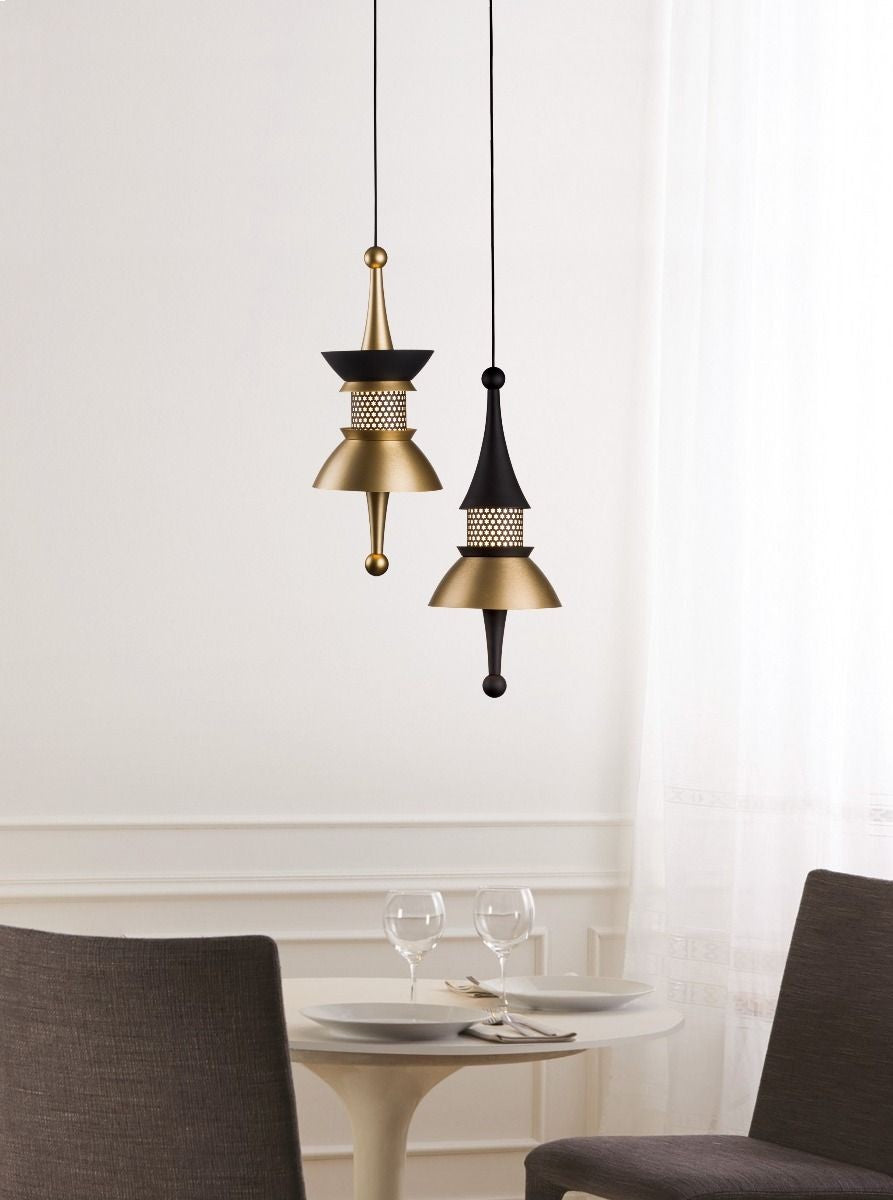 PageOne - PP121134-BMB/BC - LED Pendant - Chess - Brushed Matte Black / Brushed Champagne