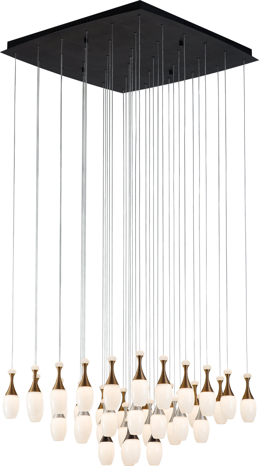 PageOne - PP121217-DT/AL/BG - LED Chandelier - La Botella - Deep Taupe / Brushed Aluminum / Brushed Gold