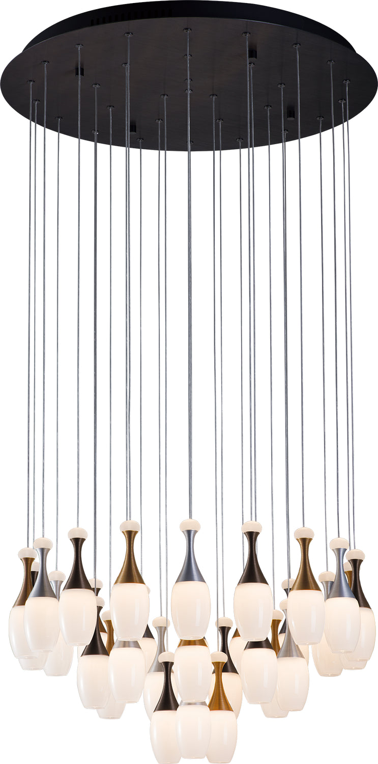 PageOne - PP121219-DT/AL/BG - LED Chandelier - La Botella - Deep Taupe / Brushed Aluminum / Brushed Gold