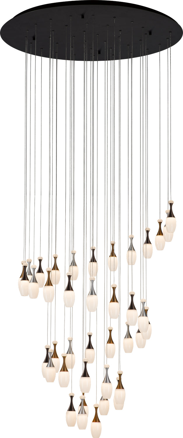 PageOne - PP121221-DT/AL/BG - LED Chandelier - La Botella - Deep Taupe / Brushed Aluminum / Brushed Gold