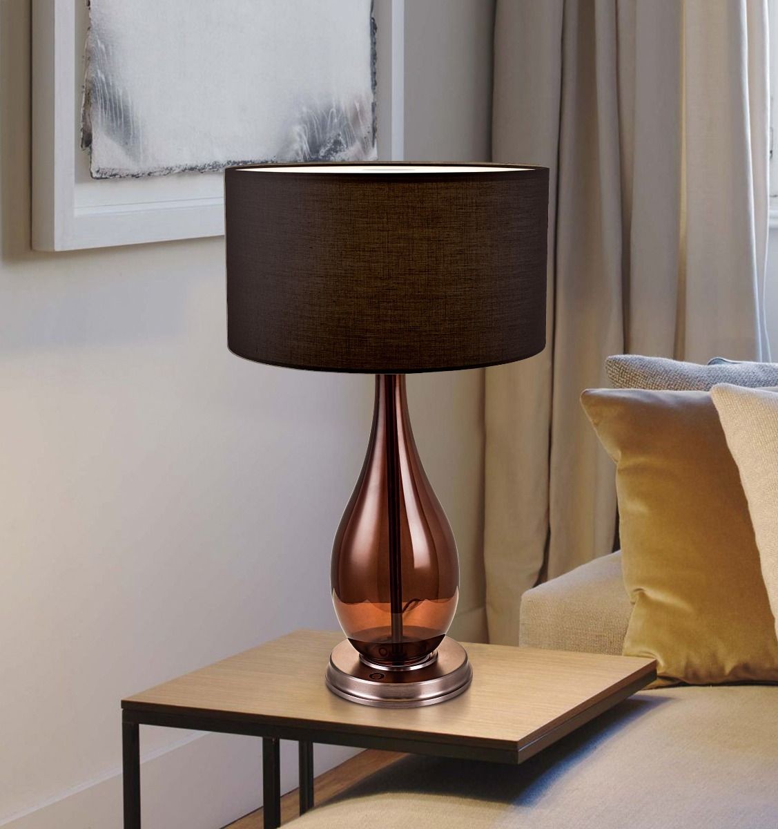 PageOne - PT140920-DT/BK - LED Table Lamp - Fabio - Deep Taupe