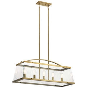 Kichler - 52123BNB - Five Light Linear Chandelier - Darton - Brushed Natural Brass