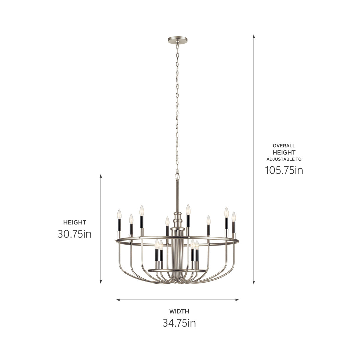 Kichler - 52305NI - 12 Light Chandelier - Capitol Hill - Brushed Nickel