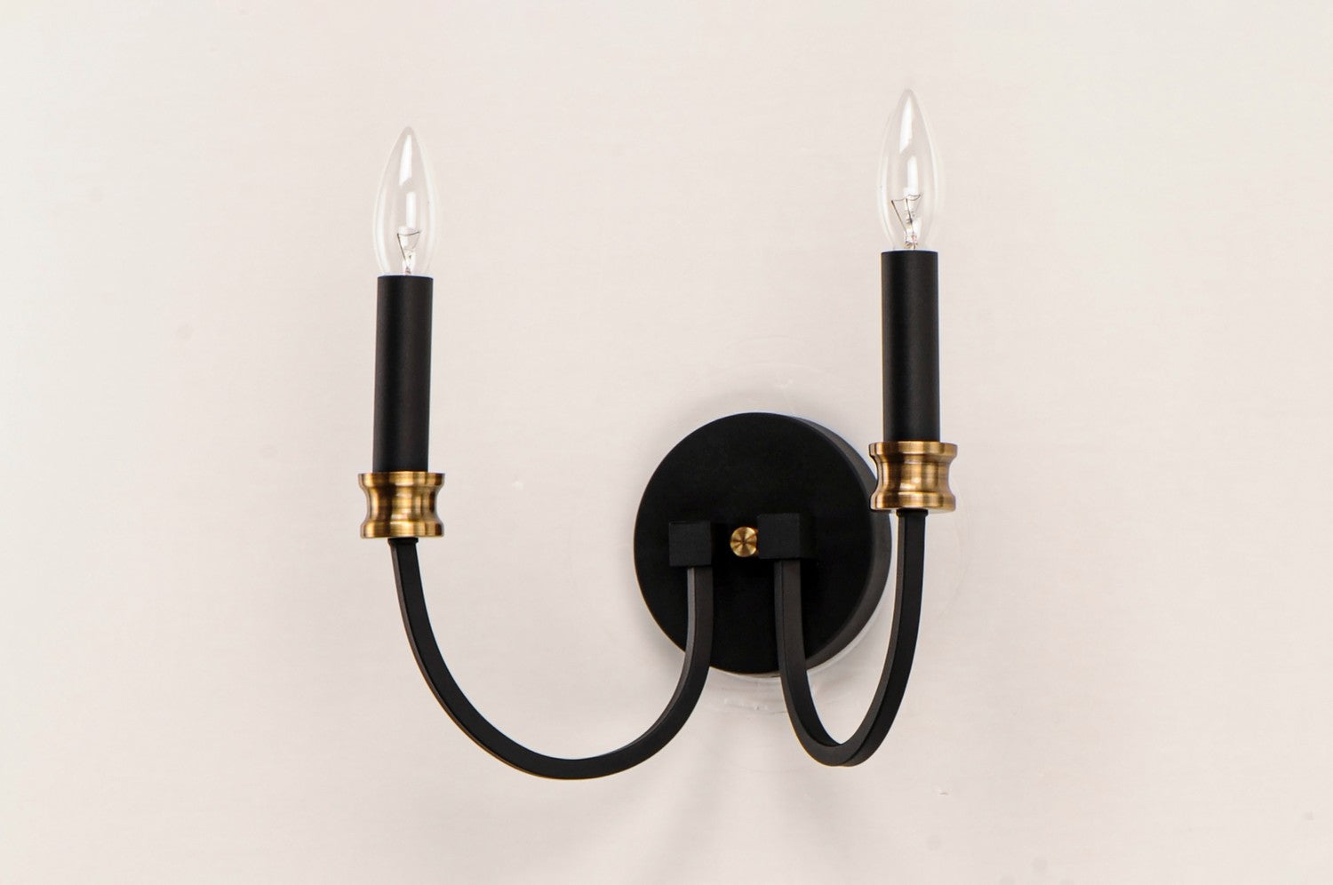 Maxim - 11372BKAB - Two Light Wall Sconce - Charlton - Black / Antique Brass