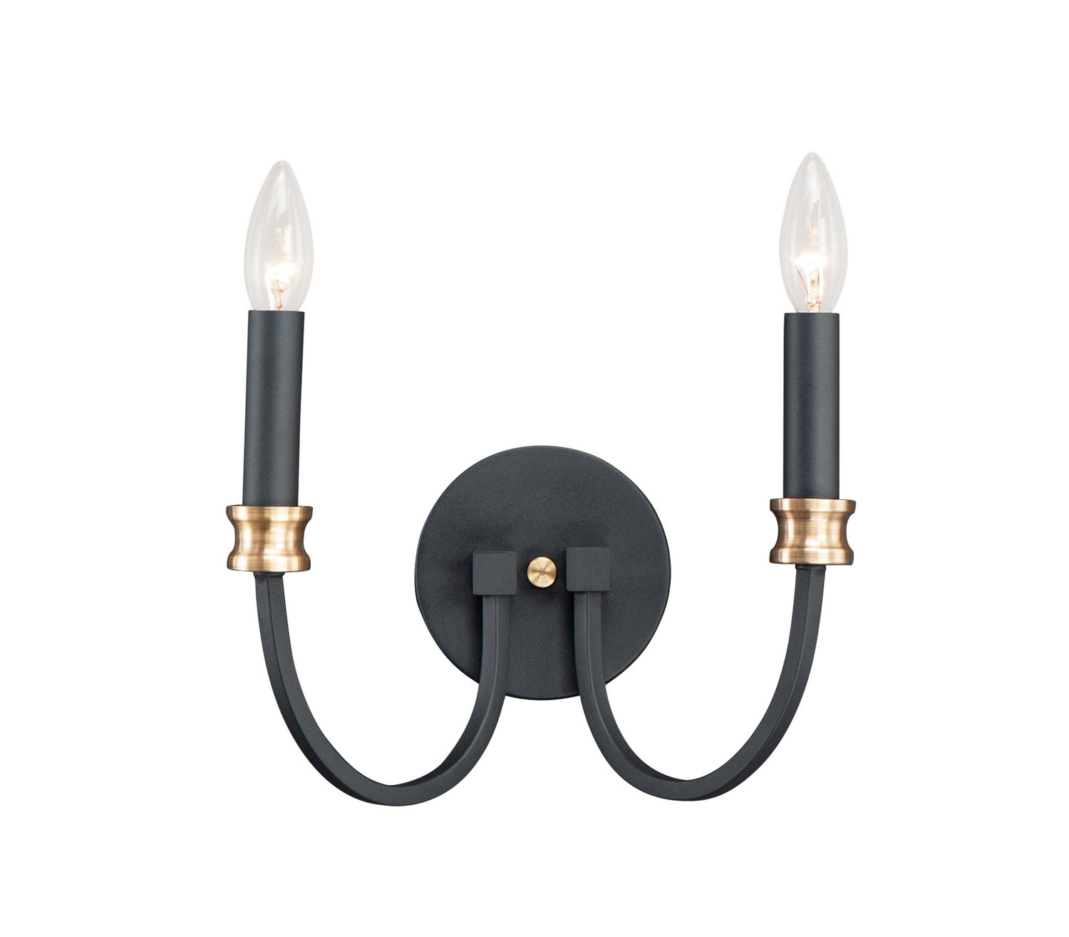 Maxim - 11372BKAB - Two Light Wall Sconce - Charlton - Black / Antique Brass