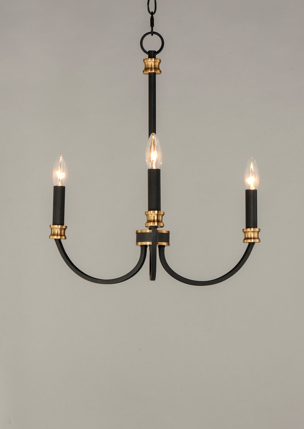 Maxim - 11373BKAB - Three Light Chandelier - Charlton - Black / Antique Brass