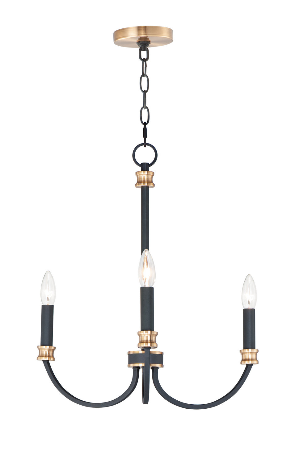 Maxim - 11373BKAB - Three Light Chandelier - Charlton - Black / Antique Brass