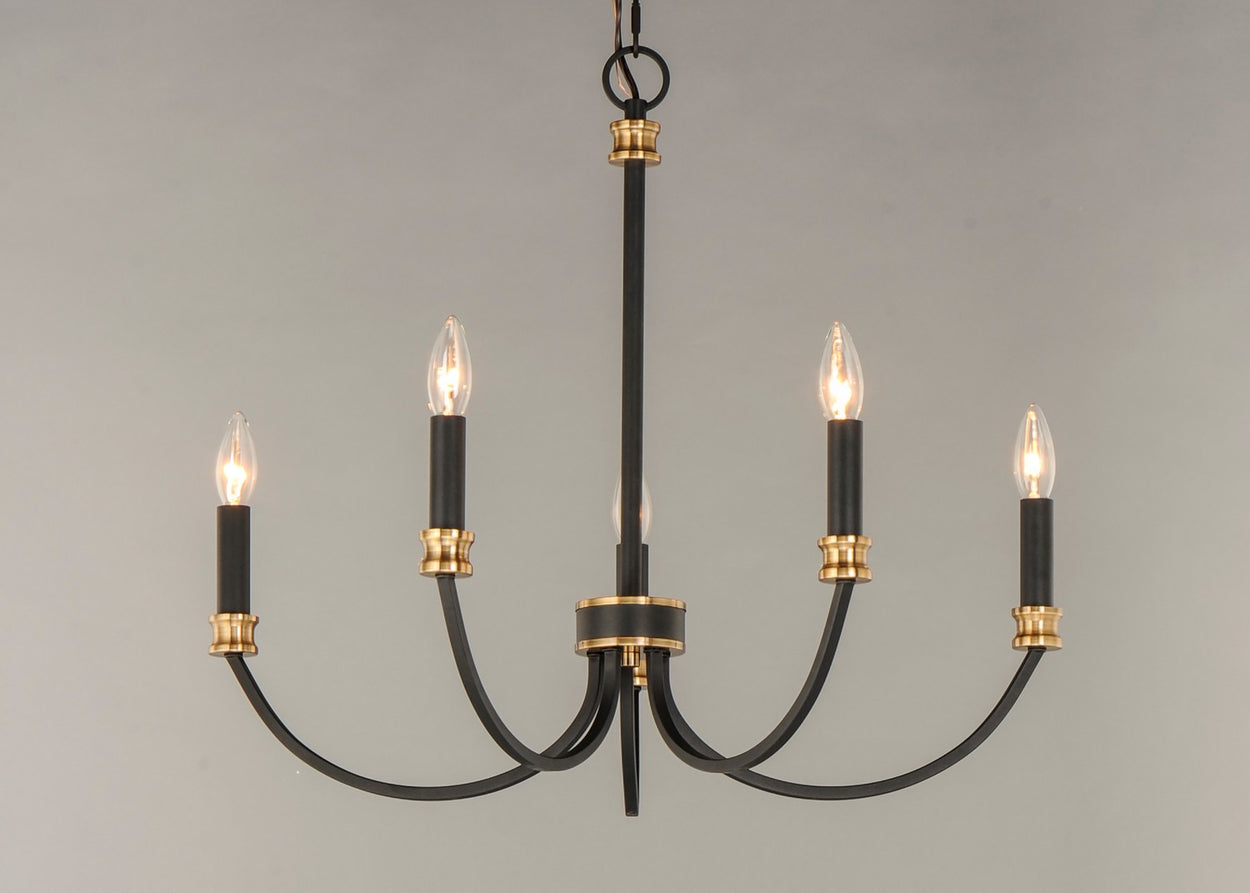 Maxim - 11375BKAB - Five Light Chandelier - Charlton - Black / Antique Brass