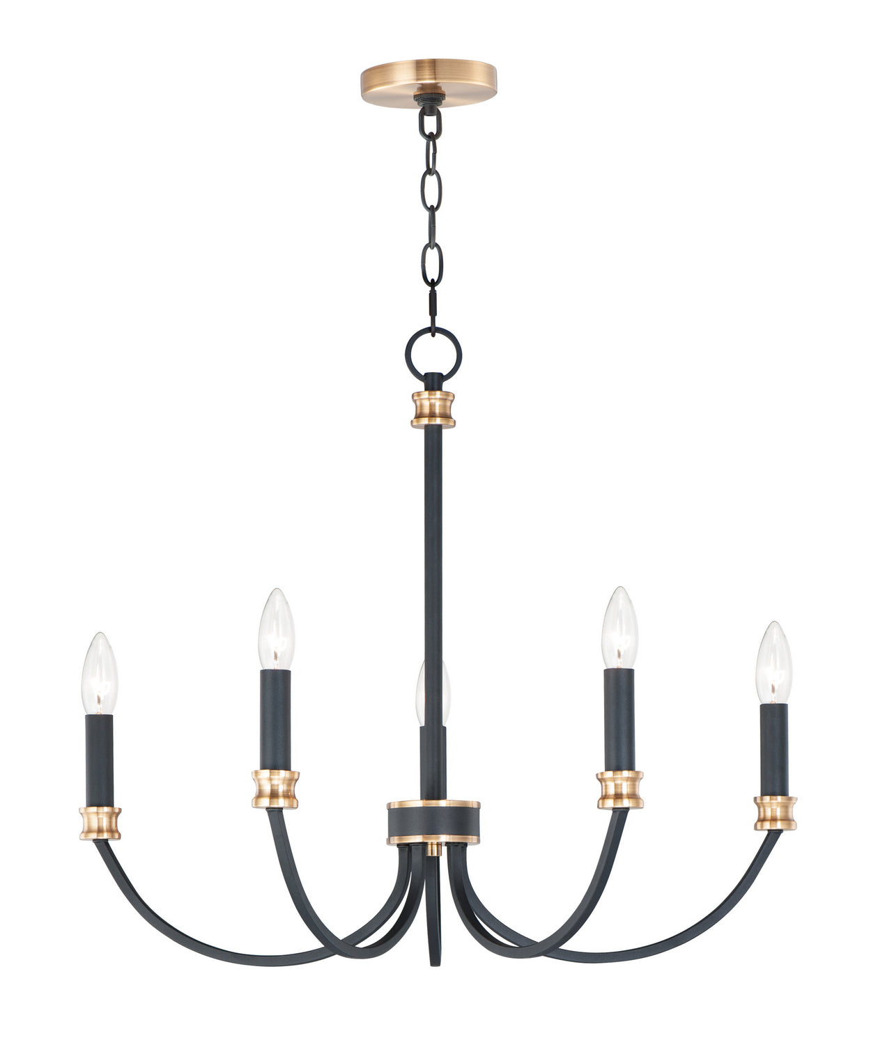 Maxim - 11375BKAB - Five Light Chandelier - Charlton - Black / Antique Brass