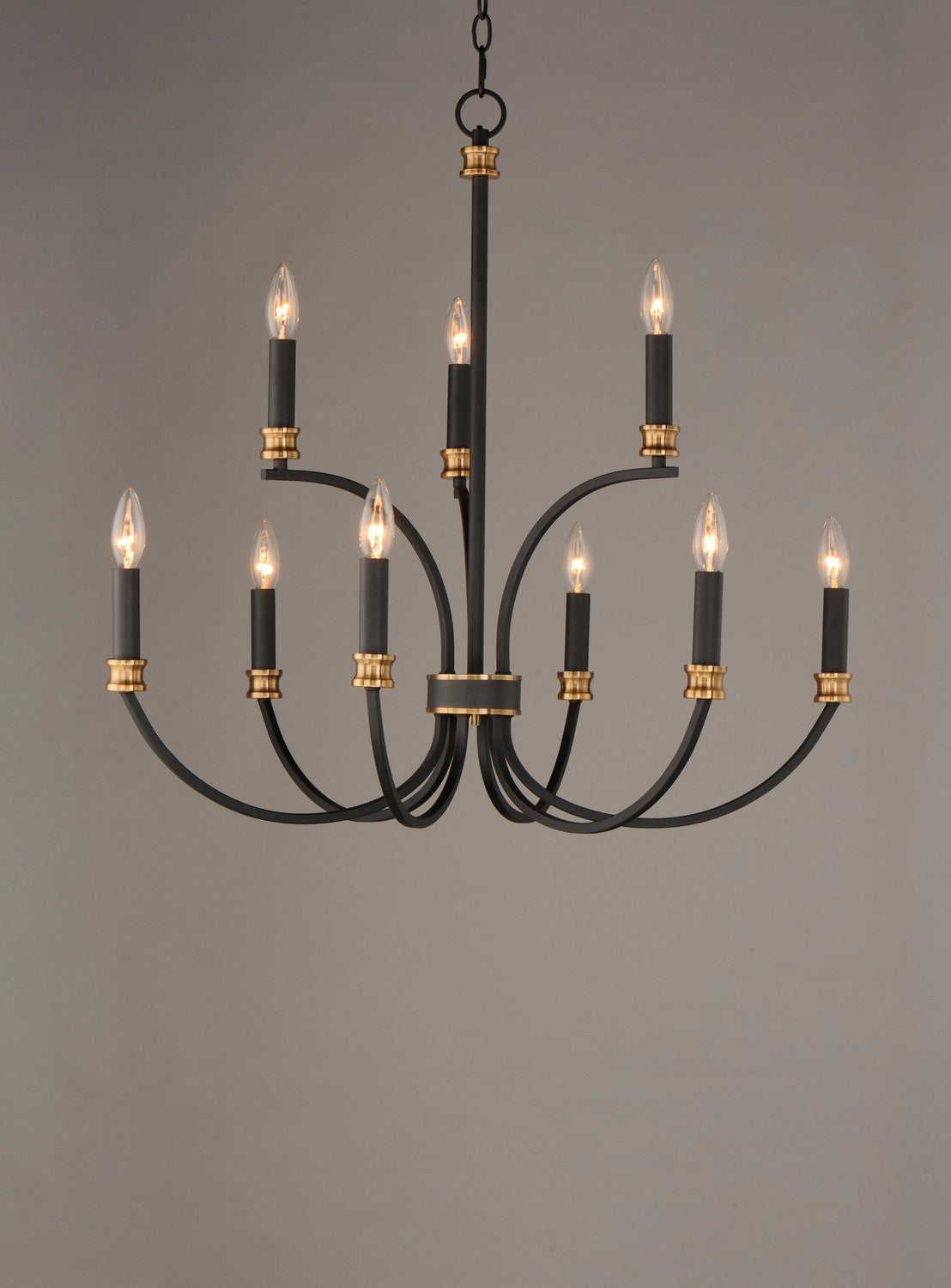 Maxim - 11377BKAB - Nine Light Chandelier - Charlton - Black / Antique Brass