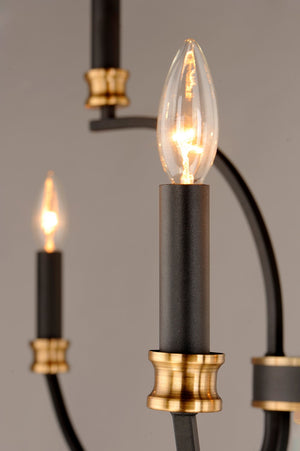 Maxim - 11377BKAB - Nine Light Chandelier - Charlton - Black / Antique Brass