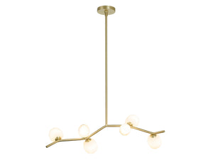 Avenue Lighting - HF4806-WHT - Six Light Chandelier - Hampton - Brushed Brass With White Glass