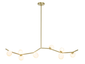 Avenue Lighting - HF4808-WHT - Eight Light Chandelier - Hampton - Brushed Brass With White Glass