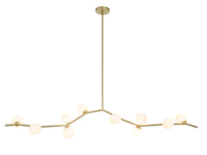 Avenue Lighting - HF4810-WHT - Ten Light Chandelier - Hampton - Brushed Brass With White Glass