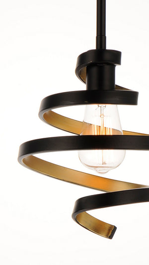 Maxim - 12232BKGLD - One Light Mini Pendant - Twister - Black / Gold