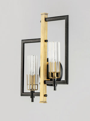 Maxim - 16115CLBKAB - Two Light Wall Sconce - Flambeau - Black / Antique Brass