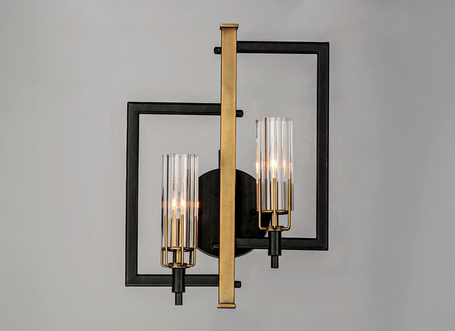 Maxim - 16115CLBKAB - Two Light Wall Sconce - Flambeau - Black / Antique Brass