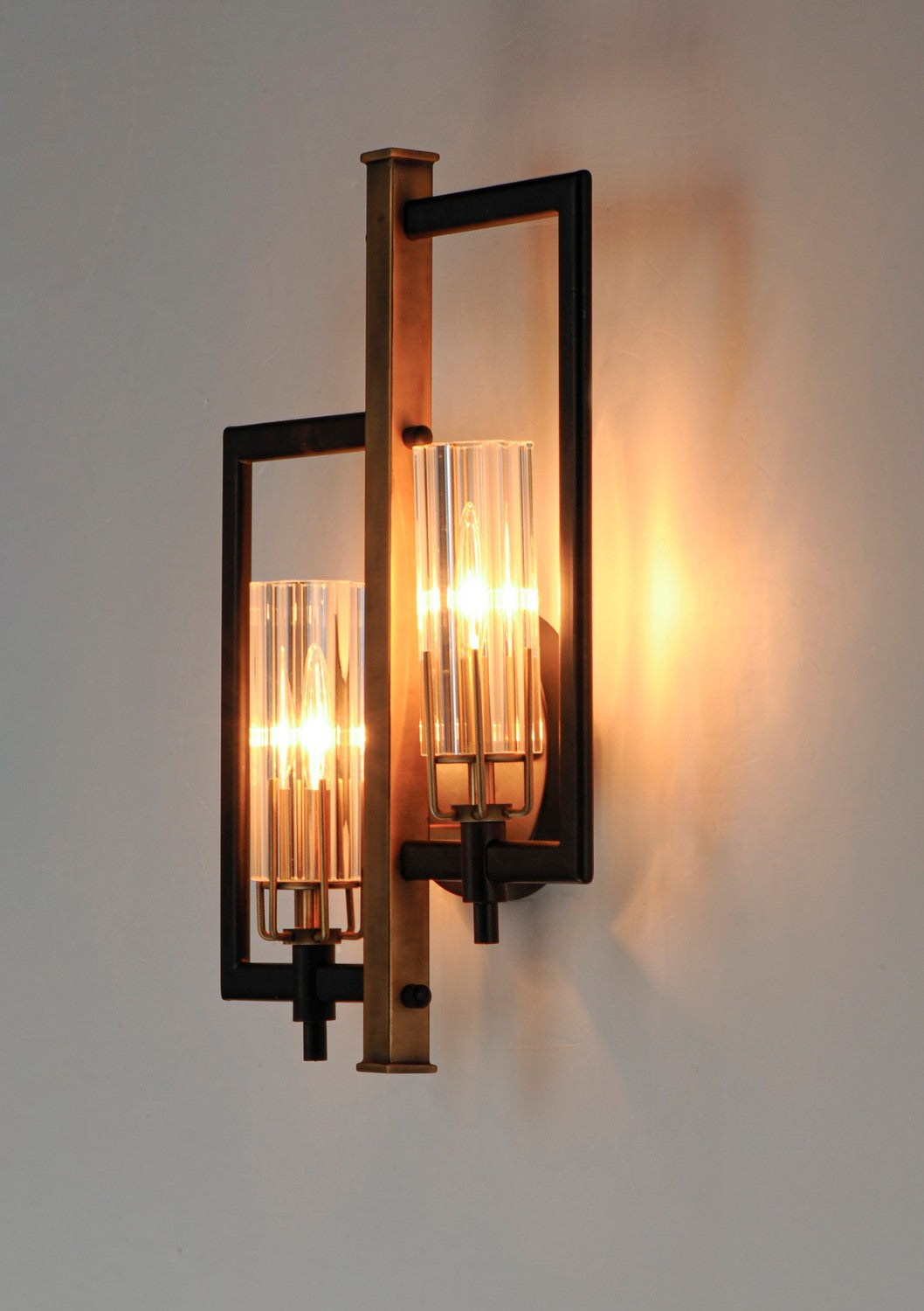 Maxim - 16115CLBKAB - Two Light Wall Sconce - Flambeau - Black / Antique Brass