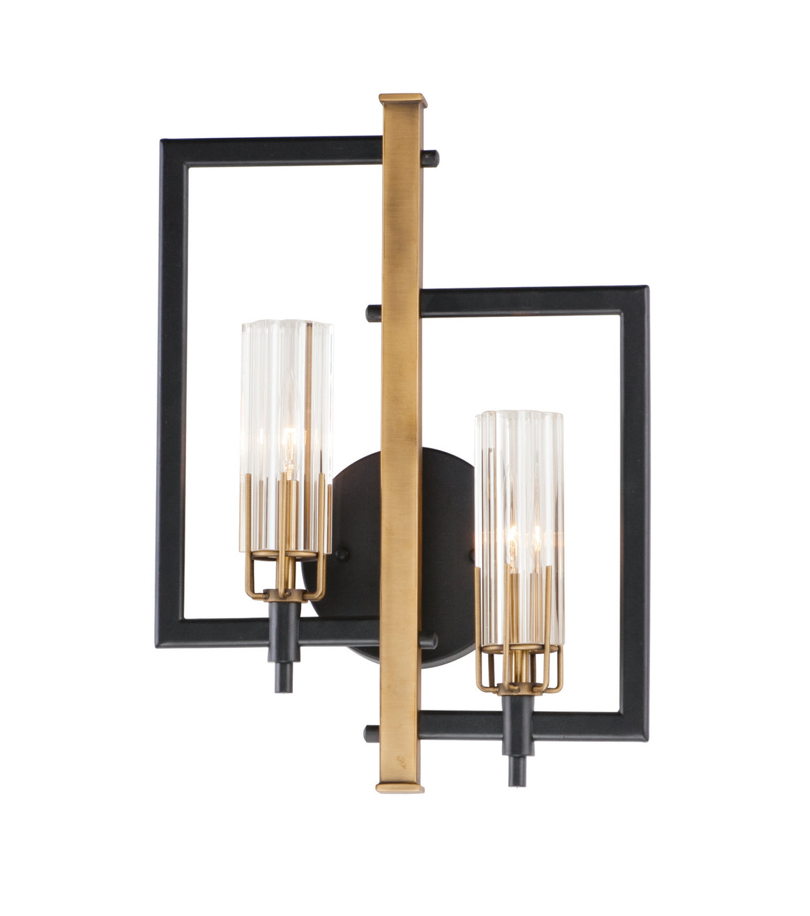 Maxim - 16115CLBKAB - Two Light Wall Sconce - Flambeau - Black / Antique Brass