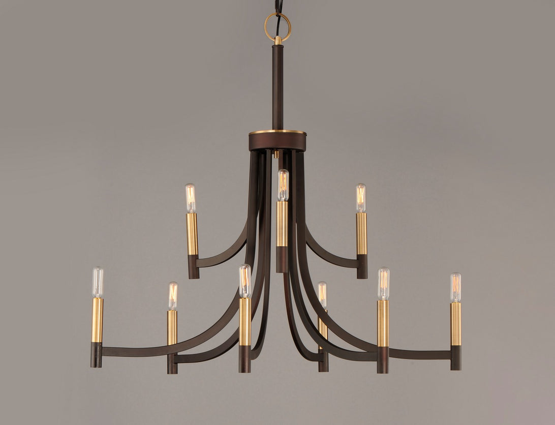 Maxim - 21529BZAB - Nine Light Chandelier - Lyndon - Bronze / Antique Brass