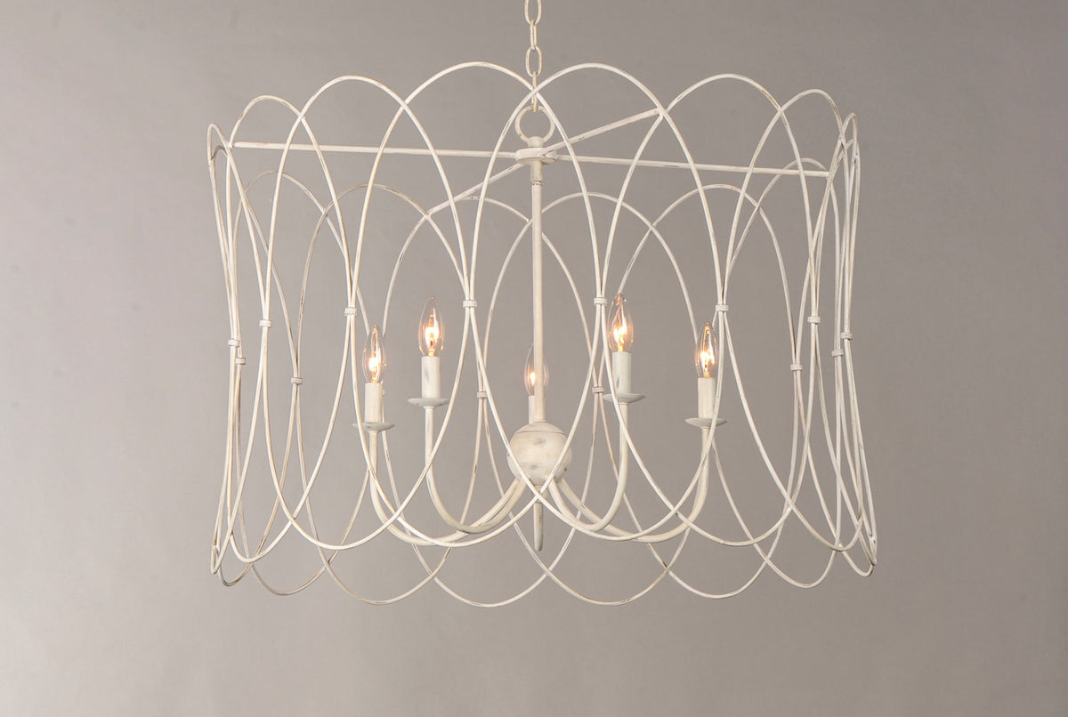 Maxim - 27596WWT - Five Light Chandelier - Trellis - Weathered White