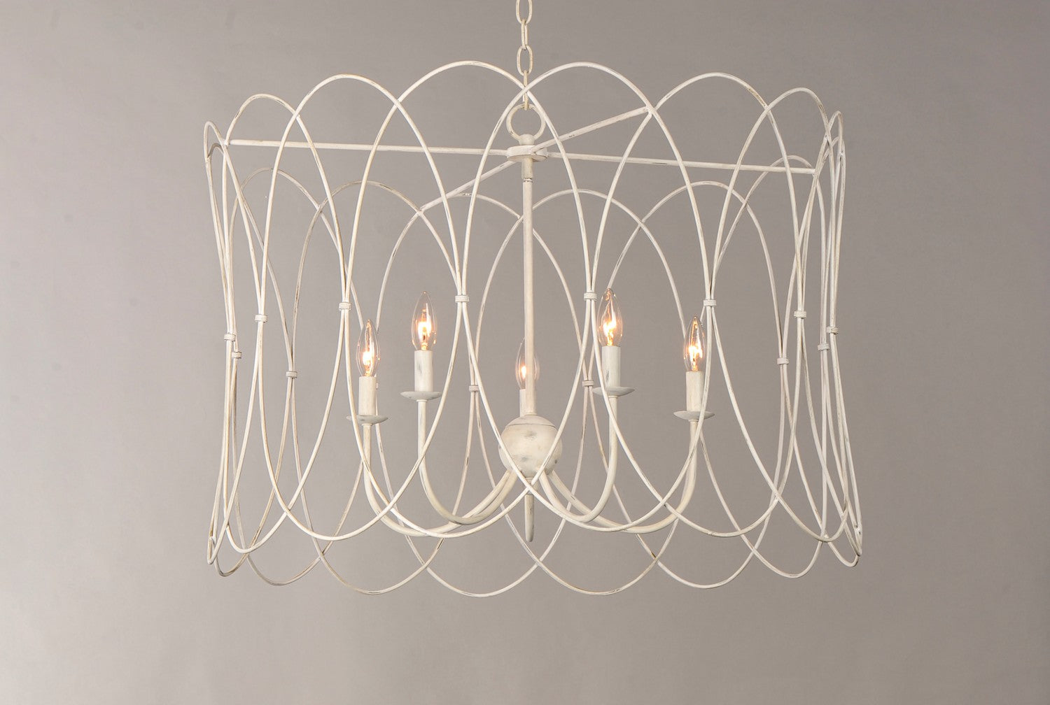 Maxim - 27596WWT - Five Light Chandelier - Trellis - Weathered White