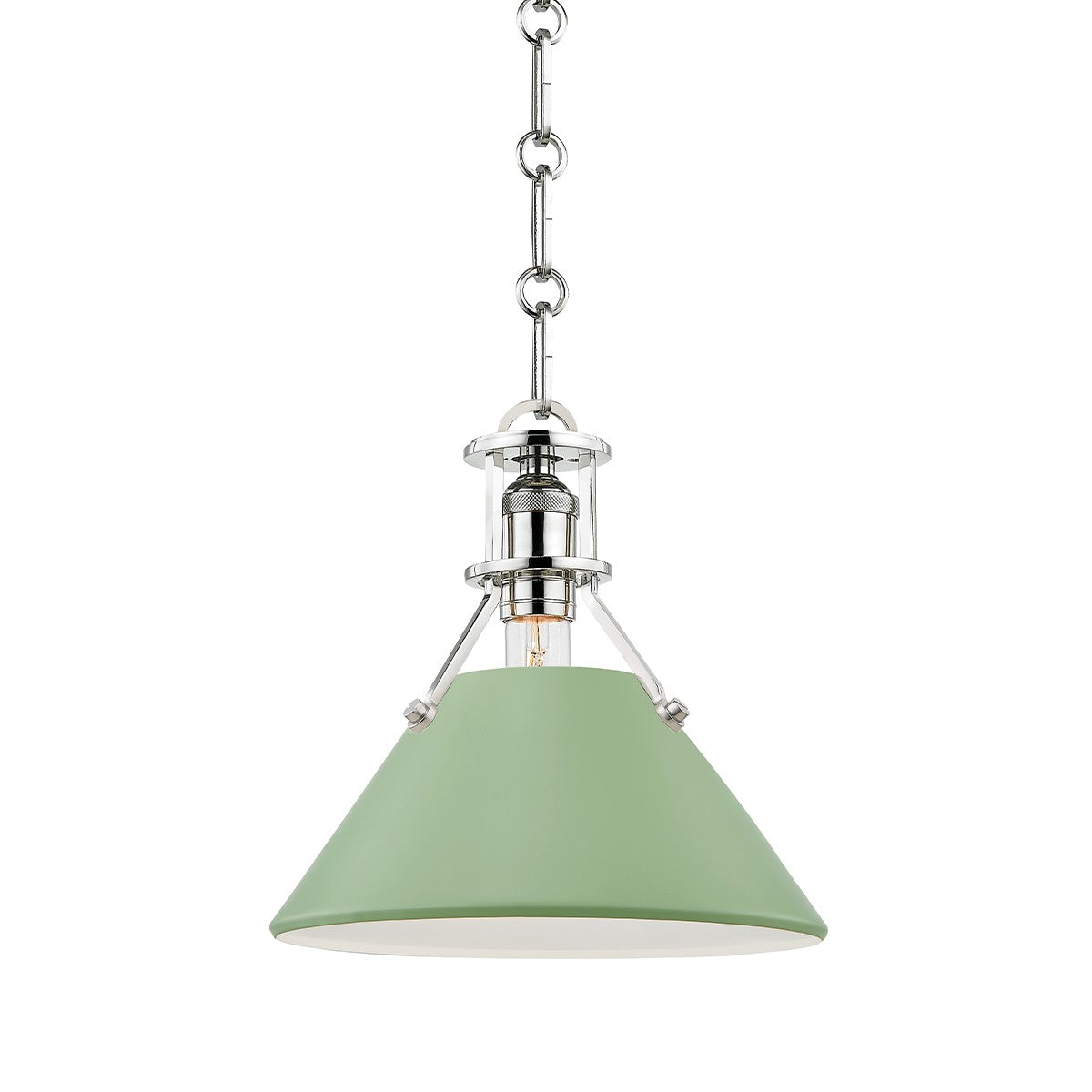 Hudson Valley - MDS351-PN/LFG - One Light Pendant - Painted No.2 - Polished Nickel/Leaf Green