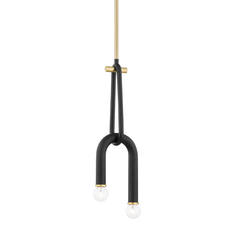 Mitzi - H382702-AGB/BK - Two Light Pendant - Whit - Aged Brass/Black