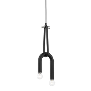 Mitzi - H382702-PN/BK - Two Light Pendant - Whit - Polished Nickel/Black