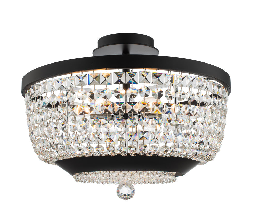 Allegri - 037345-052-FR001 - Six Light Semi Flush Mount - Terzo - Matte Black W Polished Chrome