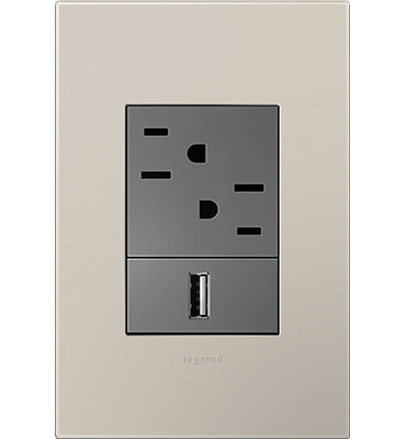 Legrand - AWP1G3GG4 - One-Gang-Plus Screwless Wall Plate - adorne - Greige
