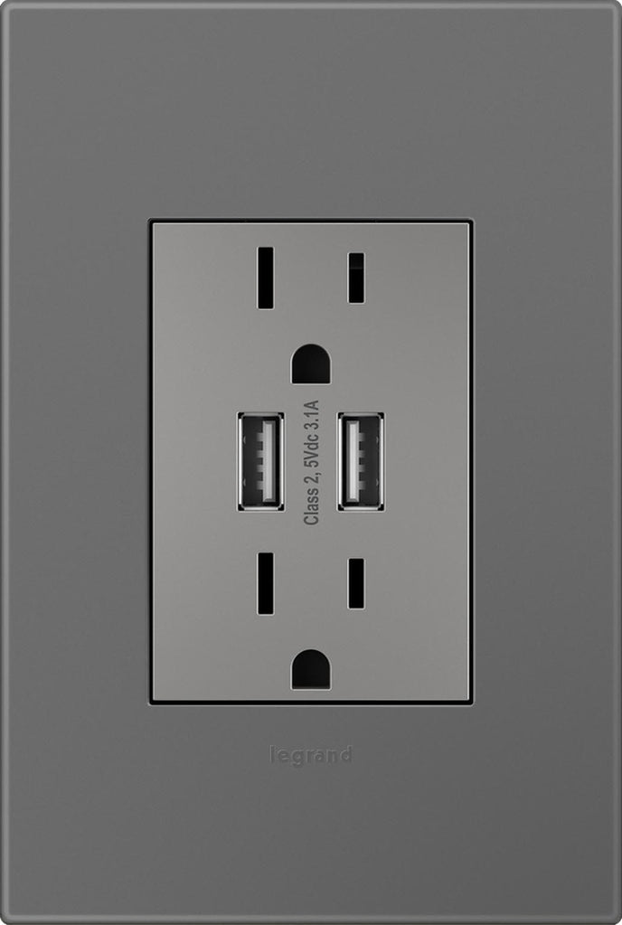 Legrand - AWP1G3MG4 - One-Gang-Plus Screwless Wall Plate with Microban - adorne - Magnesium