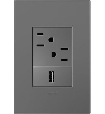 Legrand - AWP1G3MG4 - One-Gang-Plus Screwless Wall Plate with Microban - adorne - Magnesium