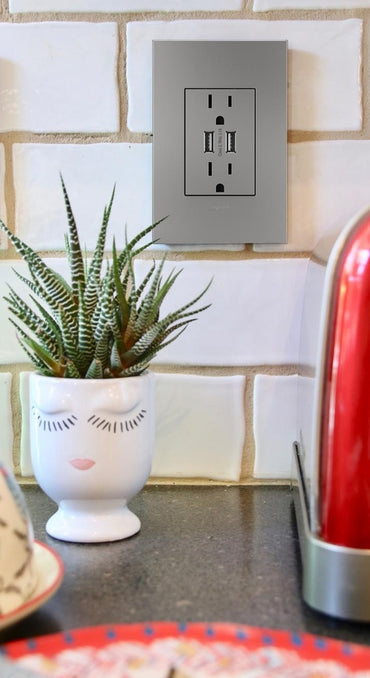 Legrand - AWP1G3MG4 - One-Gang-Plus Screwless Wall Plate with Microban - adorne - Magnesium