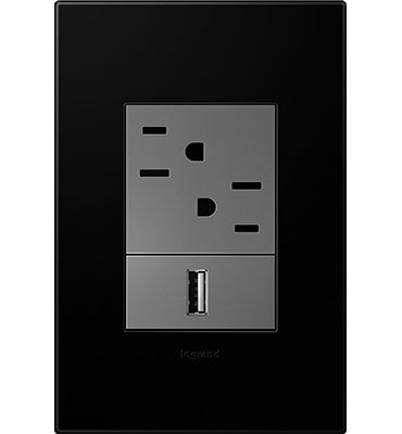 Legrand - AWP1G3NK4 - One-Gang-Plus Screwless Wall Plate - adorne - Black Ink
