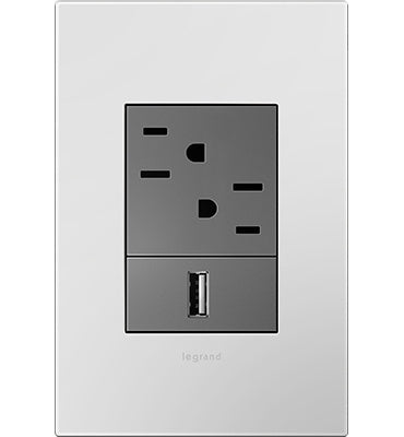 Legrand - AWP1G3PW4 - One-Gang-Plus Screwless Wall Plate with Microban - adorne - Powder White