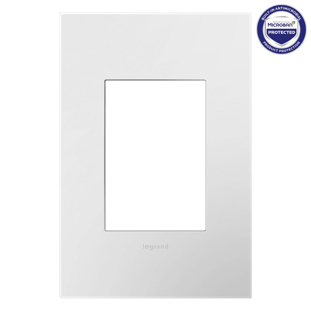 Legrand - AWP1G3PW4 - One-Gang-Plus Screwless Wall Plate with Microban - adorne - Powder White