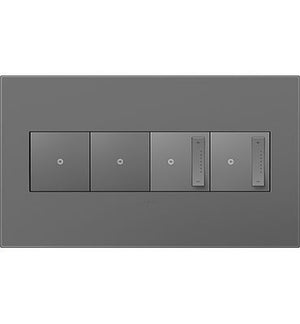 Legrand - AWP4GMG4 - Four-Gang Screwless Wall Plate with Microban - adorne - Magnesium