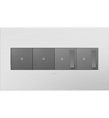 Legrand - AWP4GPW4 - Four-Gang Screwless Wall Plate with Microban - adorne - Powder White