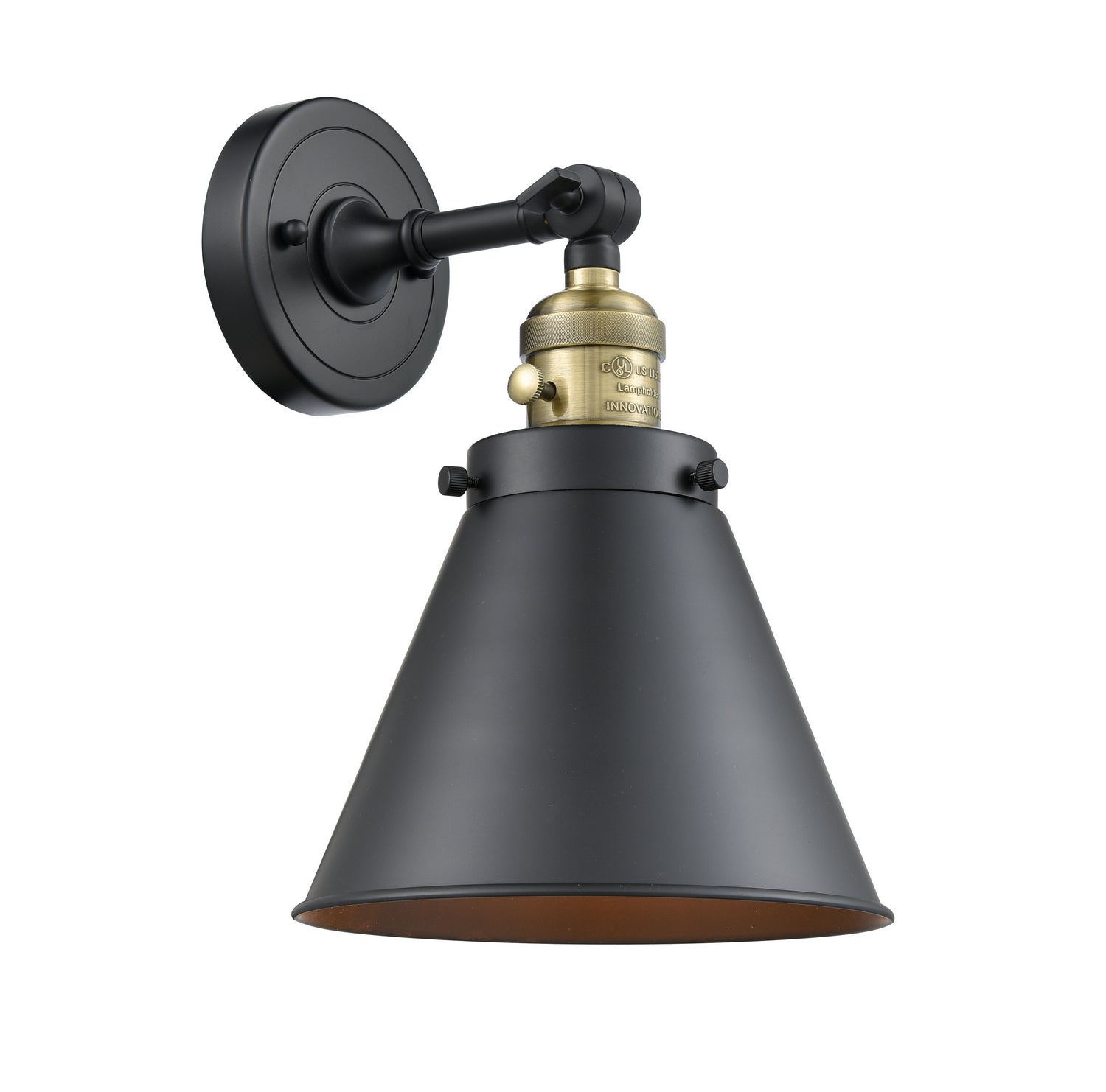 Innovations - 203SW-BAB-M13-BK - One Light Wall Sconce - Franklin Restoration - Black Antique Brass