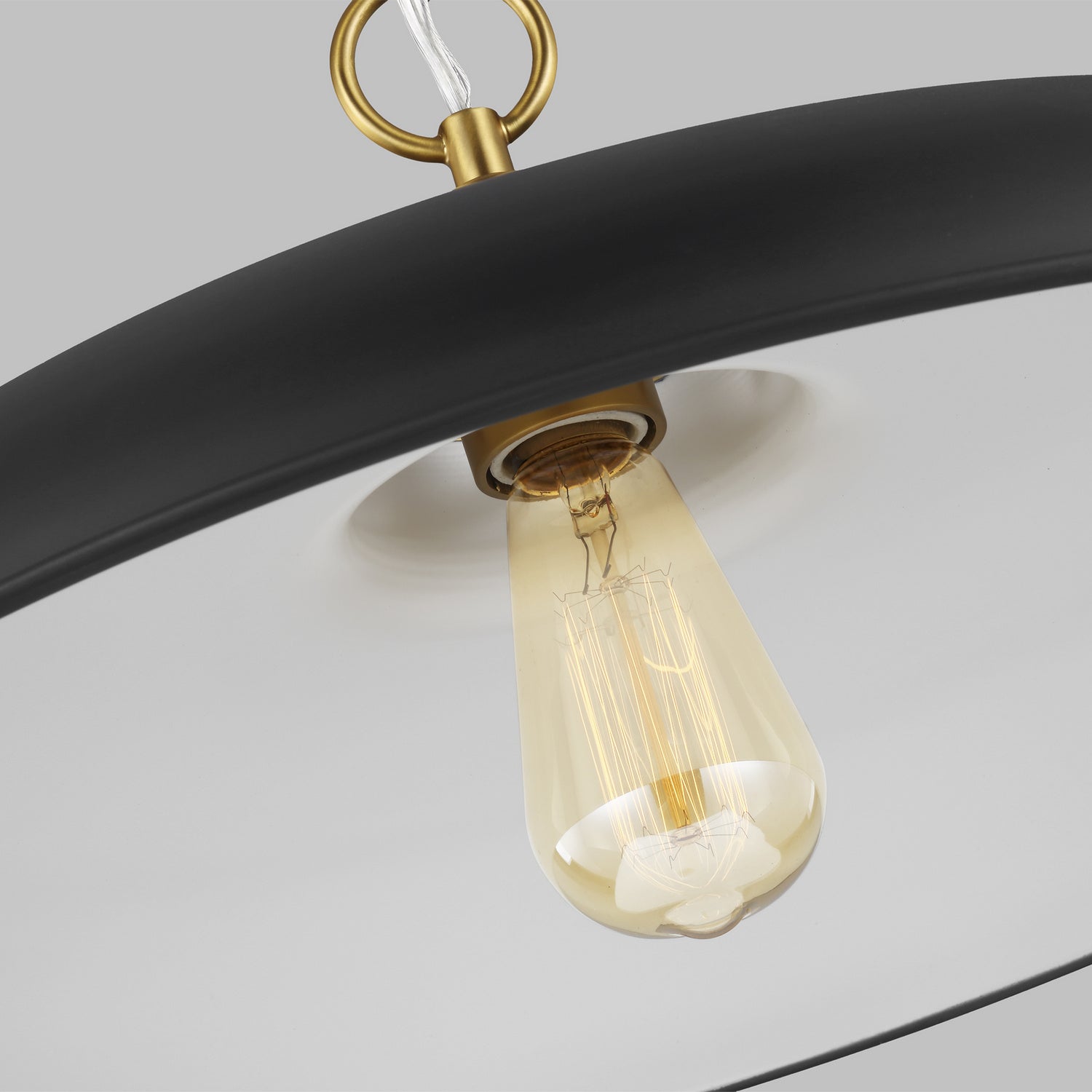 Visual Comfort Studio - CP1231MBKBBS - One Light Pendant - Wellfleet - Midnight Black and Burnished Brass