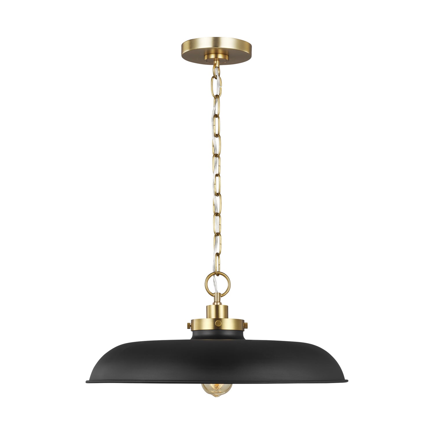 Visual Comfort Studio - CP1231MBKBBS - One Light Pendant - Wellfleet - Midnight Black and Burnished Brass