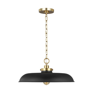 Visual Comfort Studio - CP1231MBKBBS - One Light Pendant - Wellfleet - Midnight Black and Burnished Brass