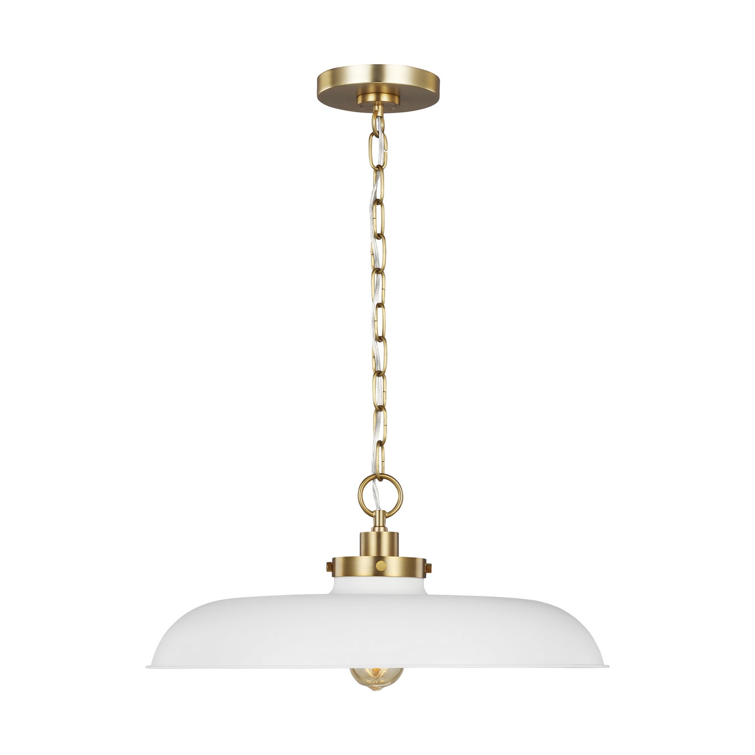 Visual Comfort Studio - CP1231MWTBBS - One Light Pendant - Wellfleet - Matte White and Burnished Brass