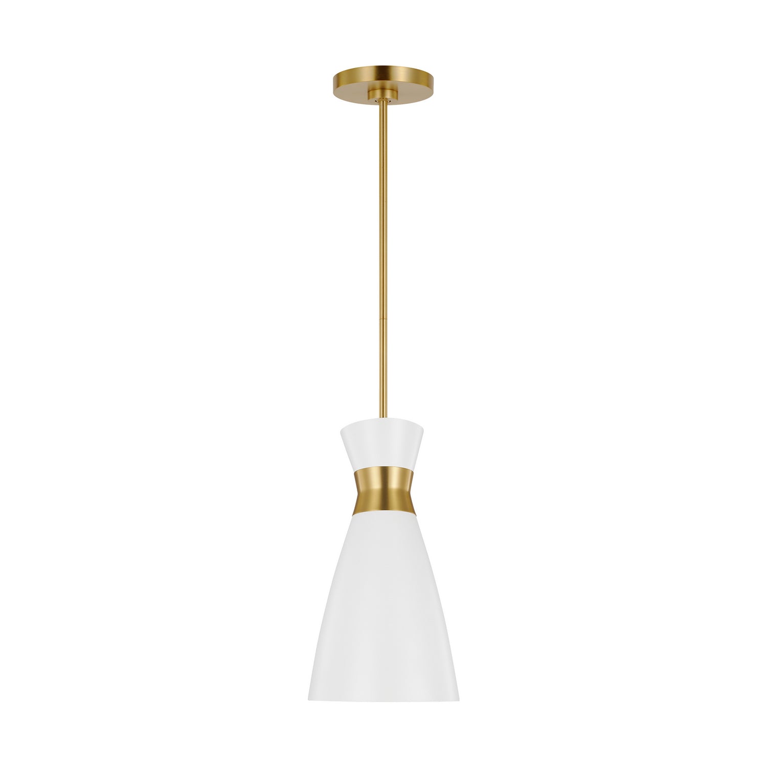 Visual Comfort Studio - EP1221MWTBBS - One Light Pendant - Heath - Matte White and Burnished Brass