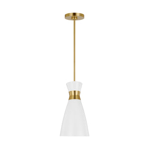 Visual Comfort Studio - EP1221MWTBBS - One Light Pendant - Heath - Matte White and Burnished Brass