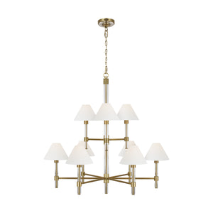 Visual Comfort Studio - LC1069TWB - Nine Light Chandelier - Robert - Time Worn Brass